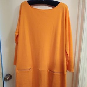 Knit Zip-Pocket Shift Dress